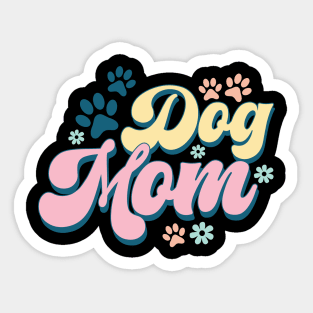 Retro Dog Mom Paw Gifts Sticker